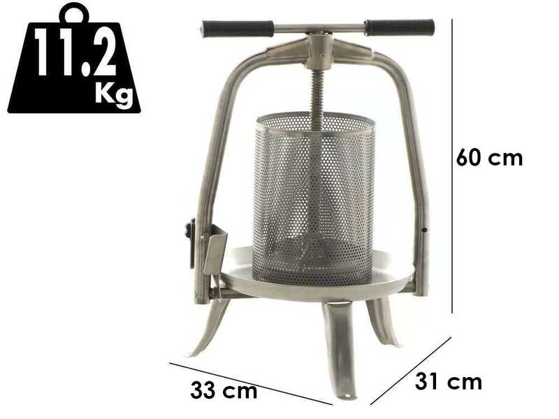 Baesso V20 Inox - Pressoir &agrave; vis pour fruits et l&eacute;gumes 9 L &ndash; Cage en acier inoxydable