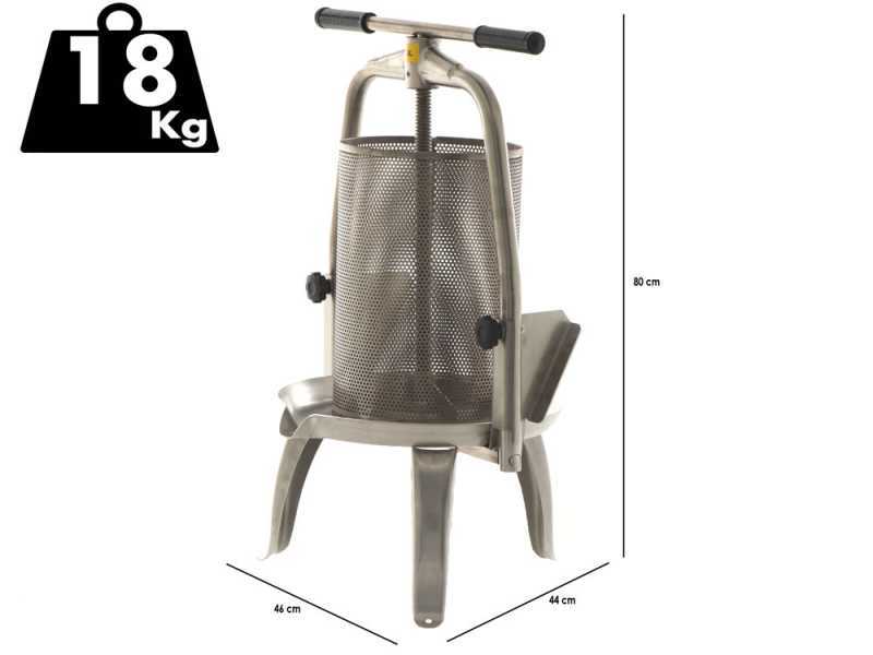 Baesso V25 Inox - Pressoir &agrave; fruits Manuel - Pressoir &agrave; vis - Fruits et l&eacute;gumes - 20 Lt