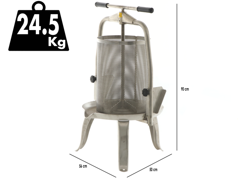 Baesso V30 Inox - Pressoir &agrave; fruits Manuel - Pressoir &agrave; vis - Fruits et l&eacute;gumes - 30 Lt