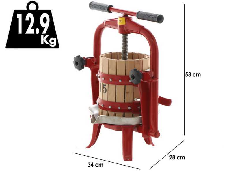 Baesso F15 - Pressoir &agrave; fruits Manuel - Pressoir &agrave; vis - Fruits et l&eacute;gumes - 6 Lt