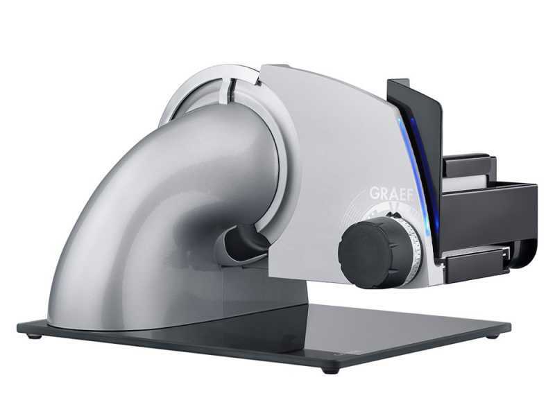 Graef SKS Line 700 Silver - Trancheuse en porte-&agrave;-faux avec lame de 170 mm - Avec &eacute;clairage &agrave; Led