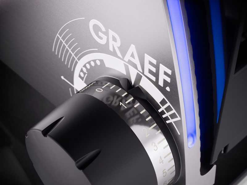 Graef SKS Line 700 Silver - Trancheuse en porte-&agrave;-faux avec lame de 170 mm - Avec &eacute;clairage &agrave; Led
