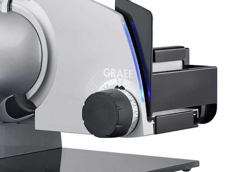 Graef SKS Line 700 Silver - Trancheuse en porte-&agrave;-faux avec lame de 170 mm - Avec &eacute;clairage &agrave; Led