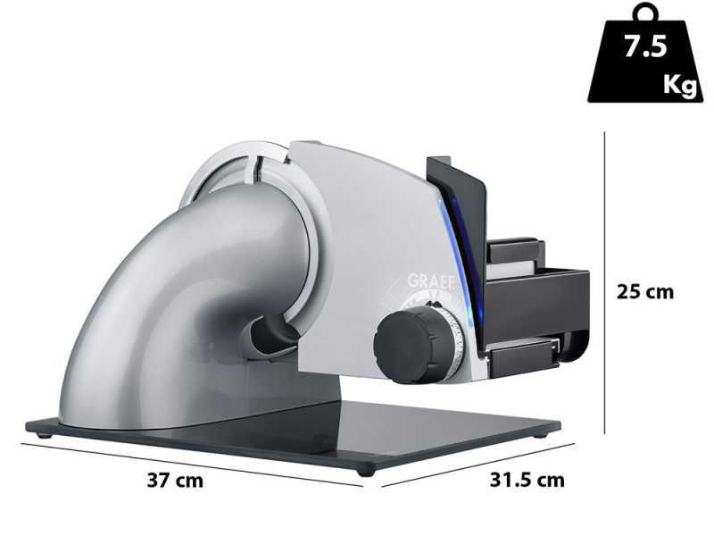Graef SKS Line 700 Silver - Trancheuse en porte-&agrave;-faux avec lame de 170 mm - Avec &eacute;clairage &agrave; Led
