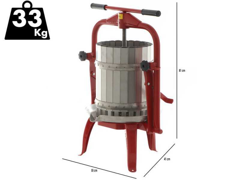 Baesso F25 Inox -Pressoir &agrave; vis pour fruits et l&eacute;gumes 20 L &ndash; Cage en acier inoxydable