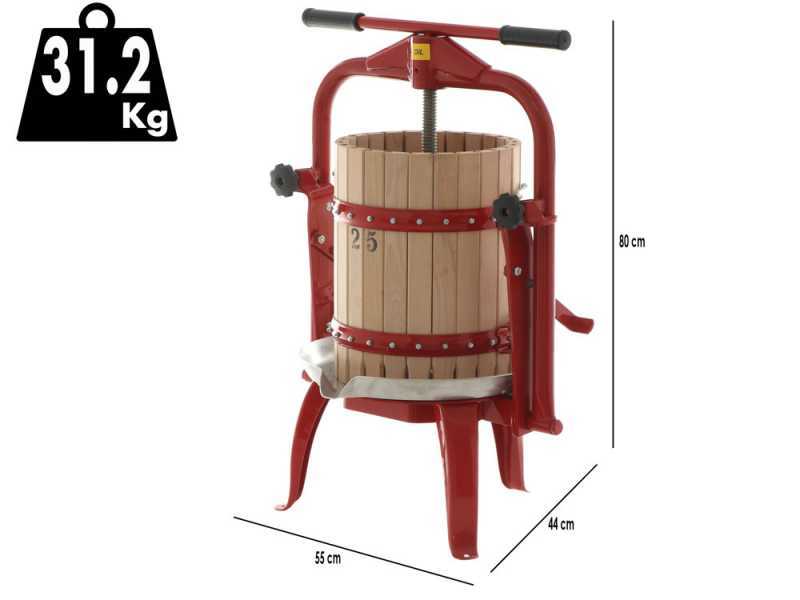 Baesso F25 - Pressoir &agrave; fruits Manuel - Pressoir &agrave; vis - Fruits et l&eacute;gumes - 20 Lt