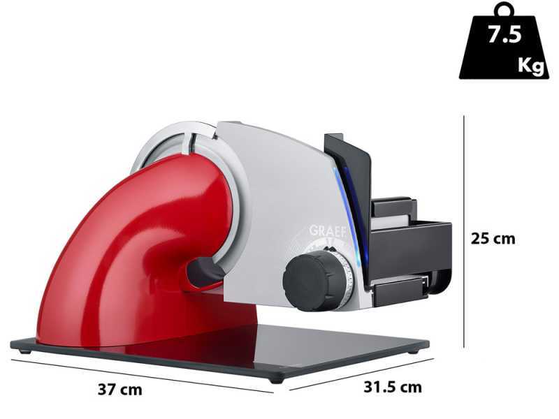 Graef SKS Line 700 Rouge - Trancheuse &agrave; pont avec lame de 170 mm - &Eacute;clairage LED