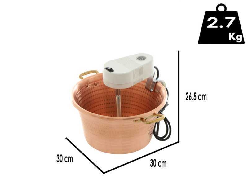 Novital - Chaudron &eacute;lectrique en cuivre martel&eacute; pour polenta base plate 7,3L - 4W