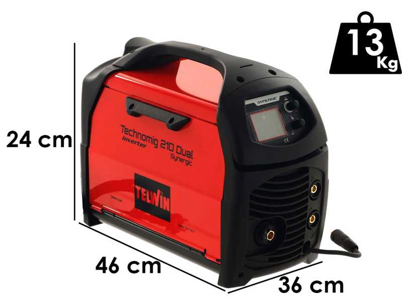Telwin Technomig 210 Dual Synergic - Poste &agrave; souder inverter &agrave; fil - Pour MIG-MAG/FLUX/BRAZING/MMA/ TIG DC-Lift - GAZ/NO GAZ