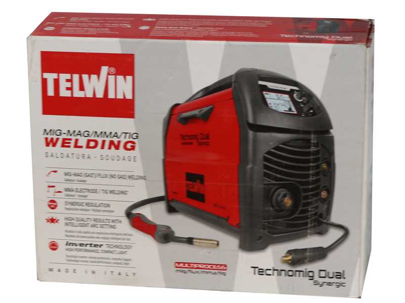 Telwin Technomig 210 Dual Synergic - Poste &agrave; souder inverter &agrave; fil - Pour MIG-MAG/FLUX/BRAZING/MMA/ TIG DC-Lift - GAZ/NO GAZ