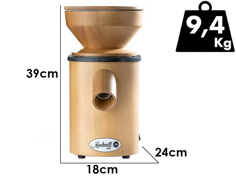 Mockmill Lino 200 - Moulin &agrave; farine en bois avec meules en pierre - 600W