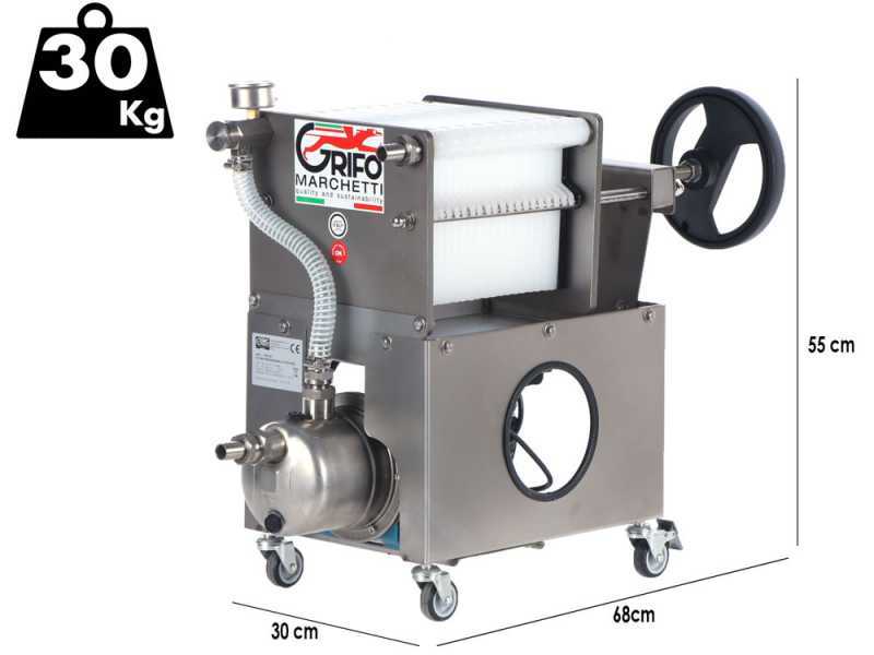 Grifo Professional Inox 20 - Filtre pour vin &agrave; plaques - Pompe &oelig;nologique pour filtrer le vin