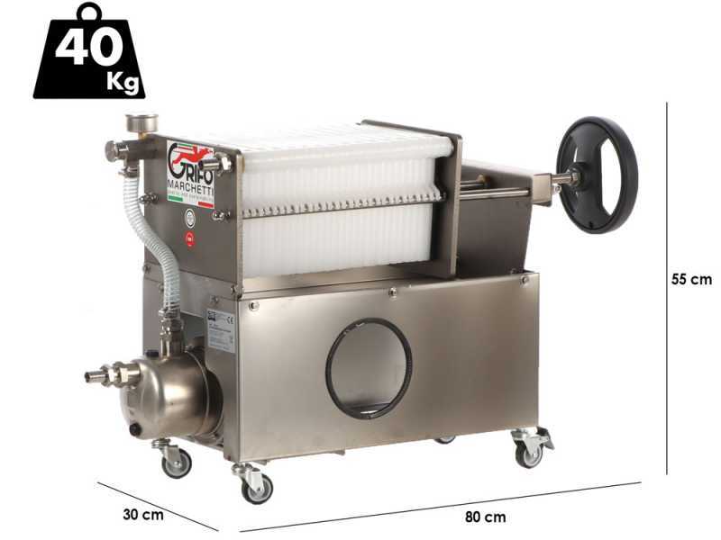 Grifo Professional Inox 30 - Filtre pour vin &agrave; plaques - Pompe &oelig;nologique pour filtrer le vin