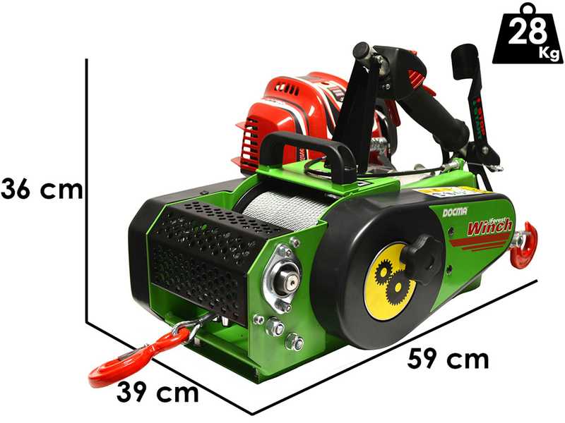 Docma VF150 auto-4 GX50 - Treuil forestier moteur Honda -  C&acirc;ble &Oslash; 5mm de 80m