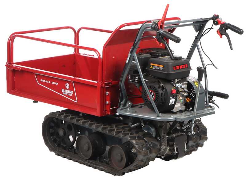 Blue Bird 310-SHL 1200 - Broyeur de branches autotract&eacute; &agrave; chenilles sur brouette - Moteur Loncin G420F