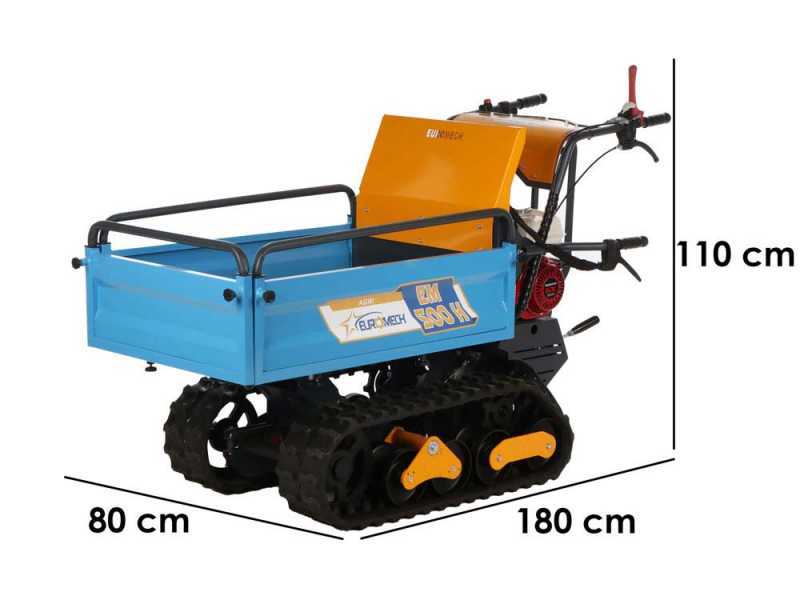 EuroMech EM500H-Agri - Brouette &agrave; moteur sur chenilles avec benne extensible - d&eacute;bit de 500 Kg