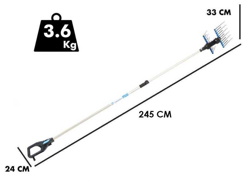 Campagnola Alice STAR 58 PLUS - Peigne vibreur &eacute;lectrique 245/330 cm &agrave; batterie de type automobile avec c&acirc;ble inclus - Perche t&eacute;lescopique en aluminium