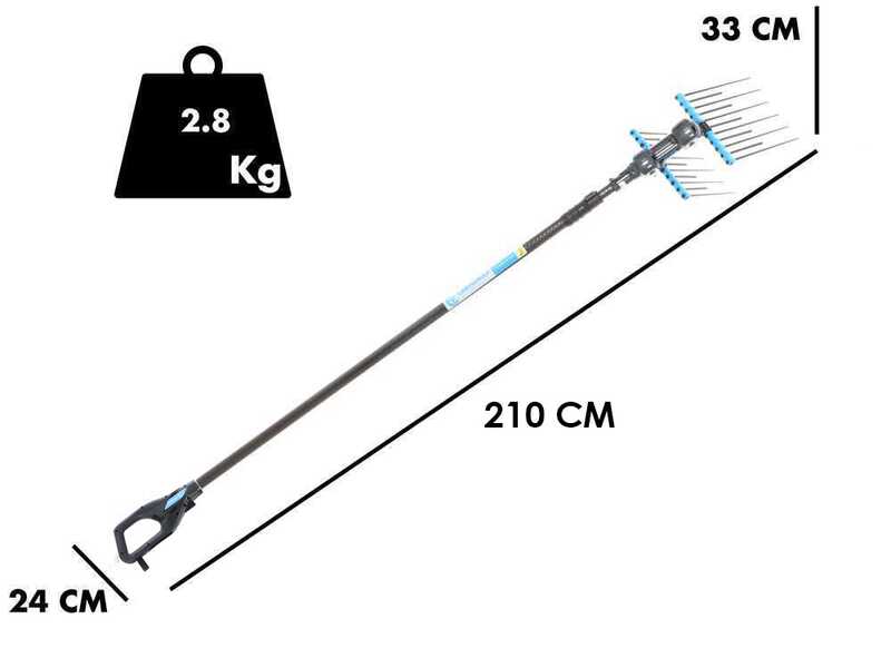 Campagnola Alice STAR 58 PLUS - Peigne vibreur &eacute;lectrique 210/280 cm &agrave; batterie de type automobile avec c&acirc;ble inclus - Perche t&eacute;lescopique en carbone