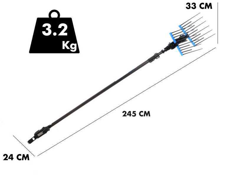 Campagnola Alice STAR ECO - Perche en carbone - 245 - 330 cm - Peigne vibreur &eacute;lectrique &agrave; batterie