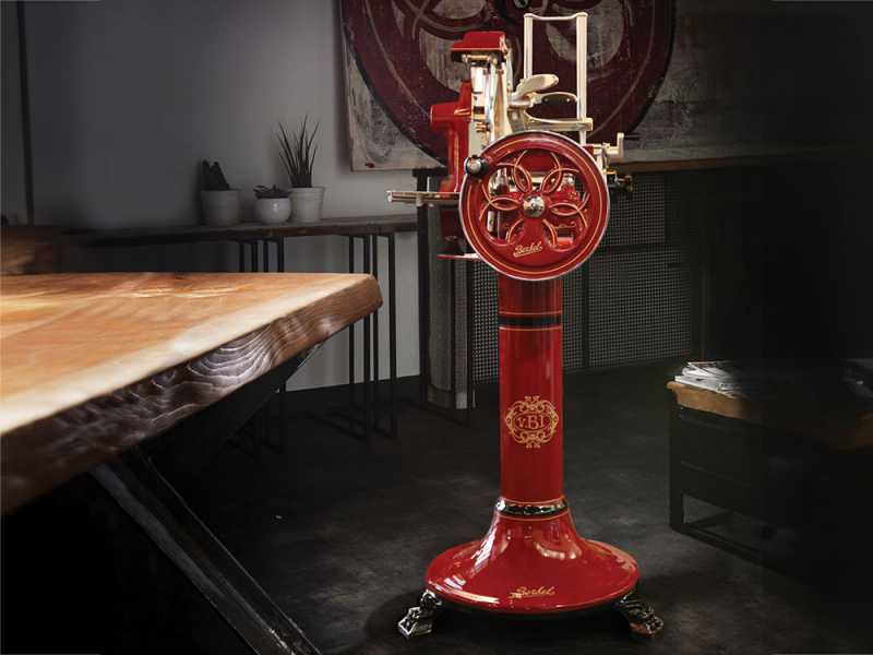 Berkel B2 Rouge -Trancheuse &agrave; volant avec pi&eacute;destal - Lame en acier chrom&eacute; de 265 mm