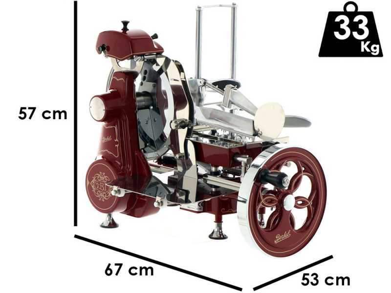 Berkel B2 Rouge -Trancheuse &agrave; volant avec pi&eacute;destal - Lame en acier chrom&eacute; de 265 mm
