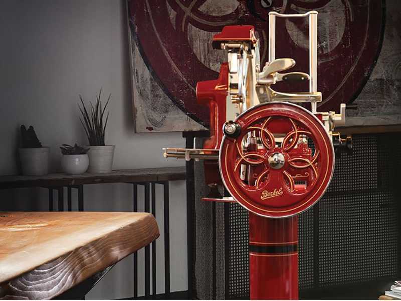 Berkel B2 Rouge -Trancheuse &agrave; volant avec pi&eacute;destal - Lame en acier chrom&eacute; de 265 mm