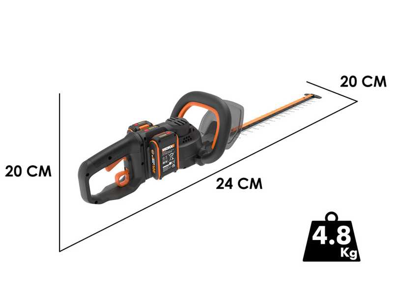 Taille-haie WORX NITRO WG286E.9 - 20V - Lamier 60 cm en acier - SANS BATTERIE NI CHARGEUR