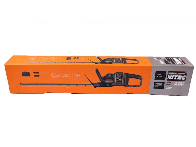 WORX NITRO WG286E.9 - Taille-haie - 20V - Lamier 60 cm en acier - SANS BATTERIE NI CHARGEUR