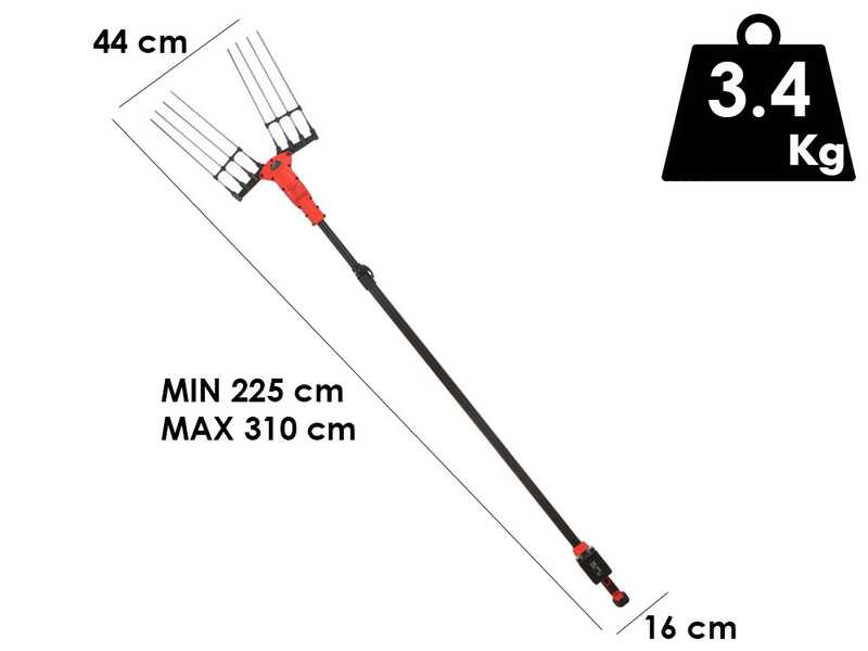 Blue Bird Olimpo 23-56 AT - Peigne vibreur &eacute;lectrique &agrave; batterie - Perche t&eacute;lescopique de 225 &agrave; 310 cm - 21 V 5 Ah