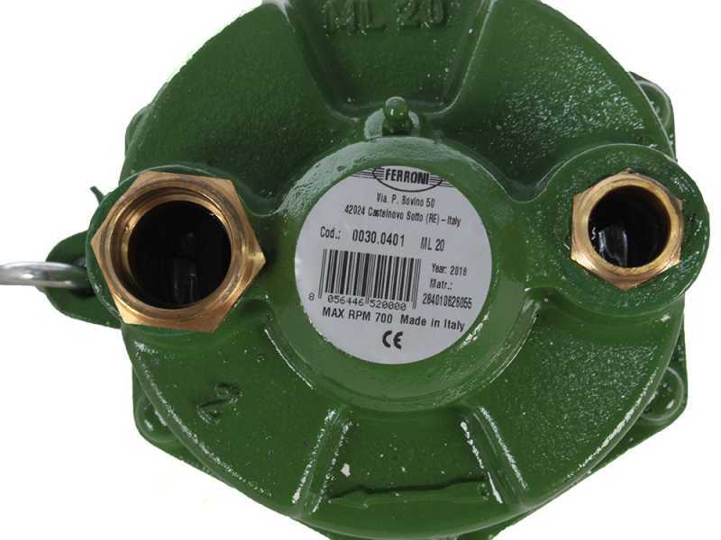 Pompe &agrave; eau sur prise force tracteur Ferroni ML 20, raccord de 30-19 mm