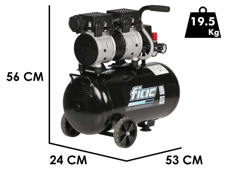 Fiac SUPERSILENT 24/1 - Compresseur &eacute;lectrique monophas&eacute; silencieux oil-less - Moteur 1 CV - 24 L