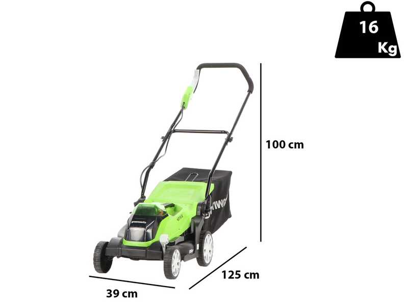 Greenworks G40LM35K2 - Tondeuse &agrave; gazon &eacute;lectrique &agrave; batterie - 40V 2Ah - Coupe 35 cm