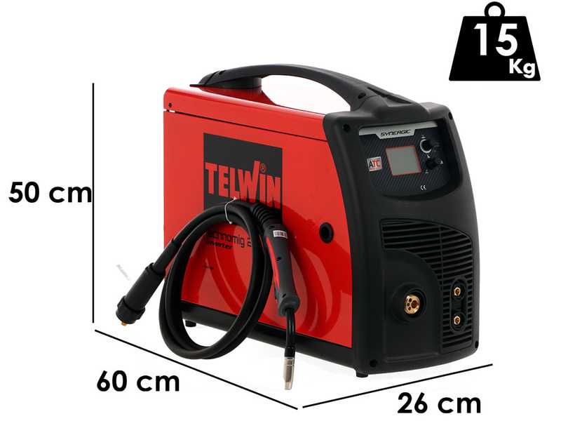 Telwin Technomig 215 Dual Synergic - Poste &agrave; souder inverter multiprocessus - GAZ/NO GAZ-MIG-MAG, MMA et TIG - 