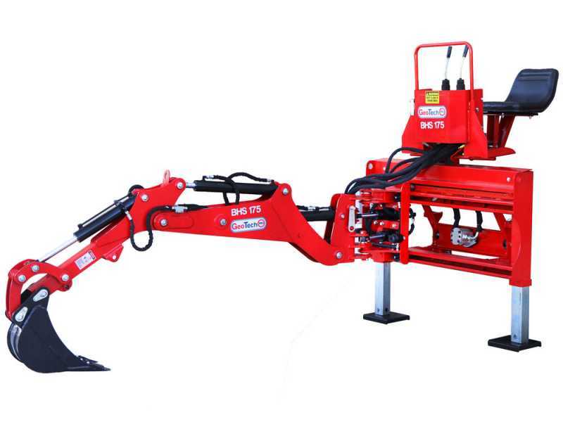 GeoTech-Pro BHS 175 - Pelle r&eacute;tro pour tracteur avec d&eacute;placement lat&eacute;ral