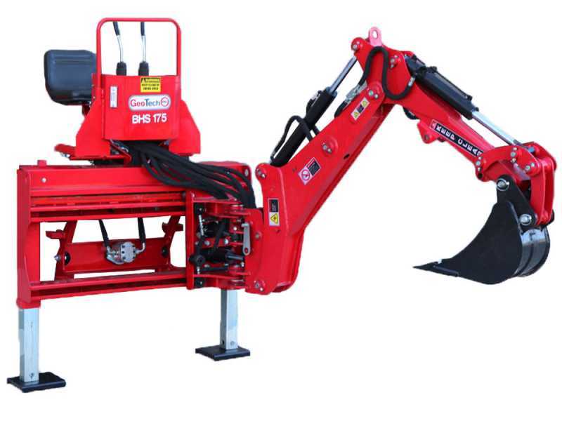 GeoTech-Pro BHS 175 - Pelle r&eacute;tro pour tracteur avec d&eacute;placement lat&eacute;ral