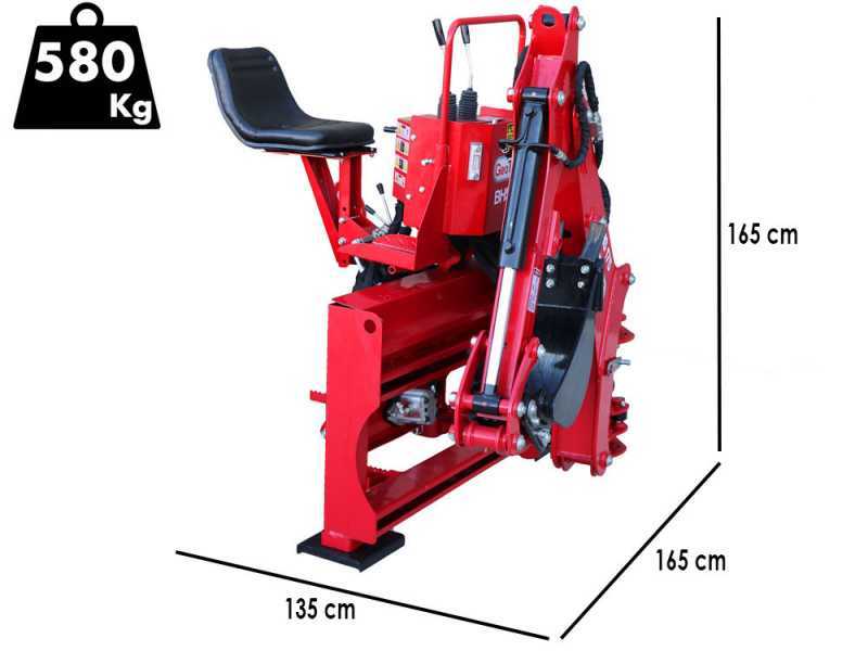 GeoTech-Pro BHS 175 - Pelle r&eacute;tro pour tracteur avec d&eacute;placement lat&eacute;ral
