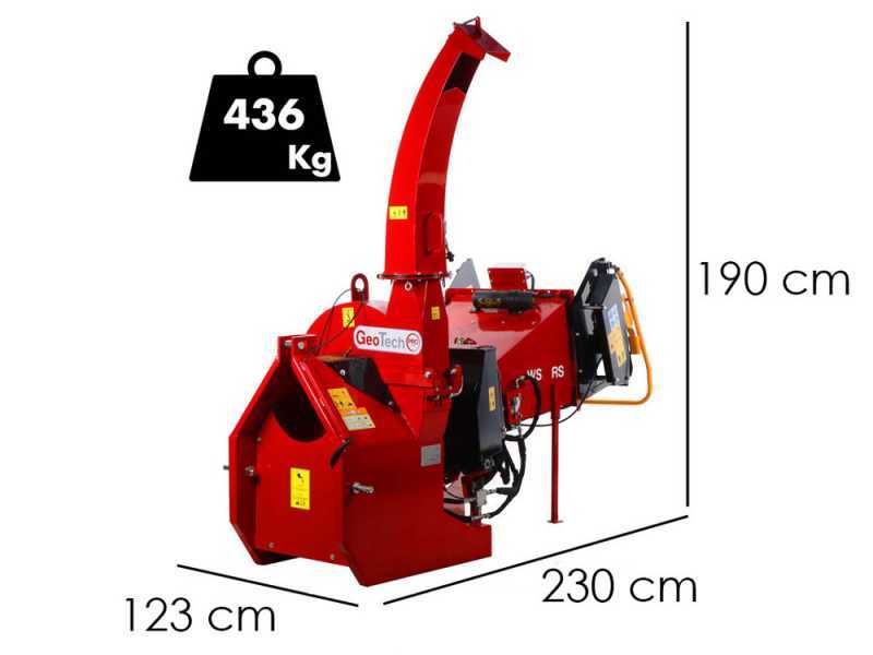 GeoTech Pro WS52RS - Broyeur de branches &agrave; tracteur - Avec rouleaux d'entra&icirc;nement &agrave; commande hydraulique