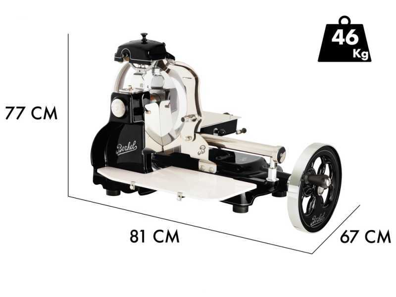BERKEL B3 Noire - Trancheuse &agrave; volant avec pi&eacute;destal - Lame en acier au chrome de 300 mm