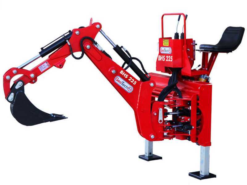 GeoTech-Pro BHS 225 - Pelle r&eacute;tro pour tracteur avec d&eacute;placement lat&eacute;ral