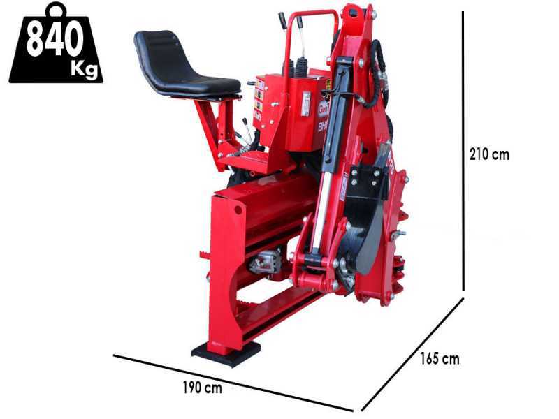 GeoTech-Pro BHS 225 - Pelle r&eacute;tro pour tracteur avec d&eacute;placement lat&eacute;ral