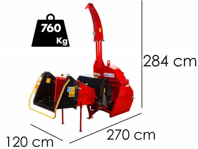 GeoTech-Pro WS102RS - Broyeur de branches &agrave; tracteur - Avec rouleaux d'entra&icirc;nement &agrave; commande hydraulique