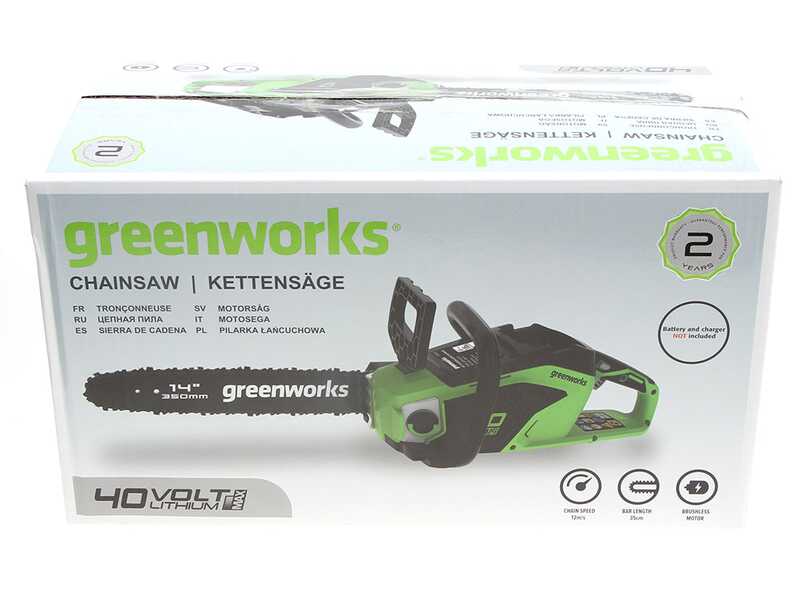 Greenworks GD40CS15K4 - Tron&ccedil;onneuse &agrave; batterie 40 V 4 Ah - Guide de 35 cm