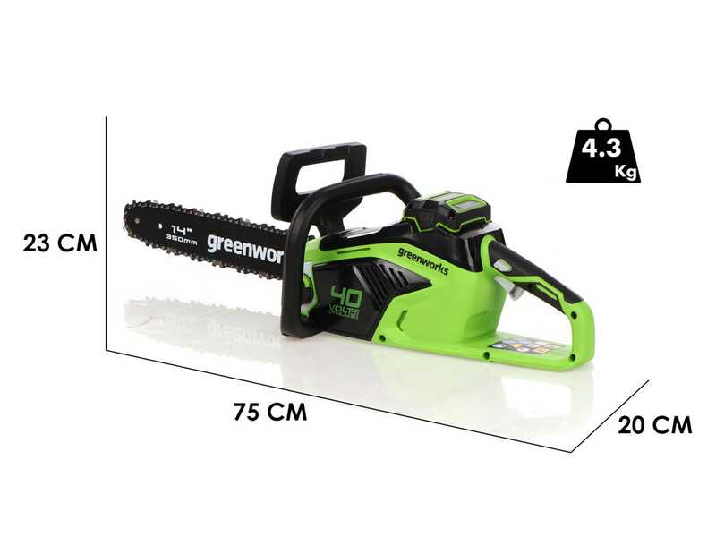 Greenworks GD40CS15K4 - Tron&ccedil;onneuse &agrave; batterie 40 V 4 Ah - Guide de 35 cm