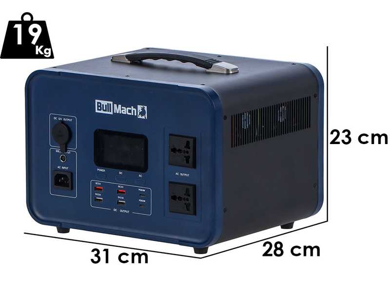 BullMach Elektron 2000 - Power Station Portable - 2000 W/1536 Wh 3.2 V