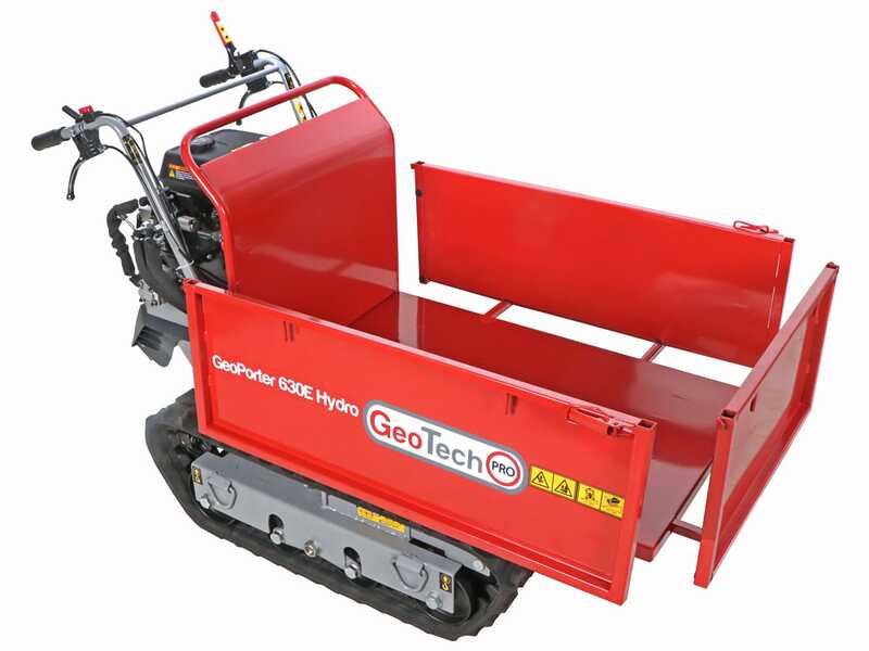 GeoTech Pro GeoPorter 630E Hydro - Brouette &agrave; moteur sur chenilles - benne extensible hydraulique 600Kg