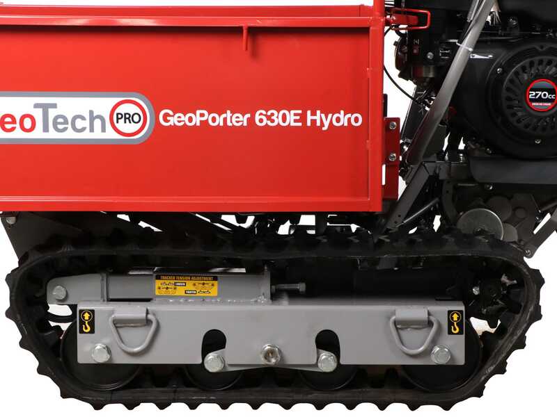 GeoTech Pro GeoPorter 630E Hydro - Brouette &agrave; moteur sur chenilles - benne extensible hydraulique 600Kg