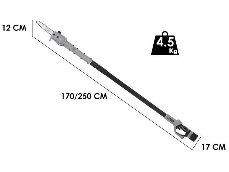 Volpi KVS8000P - &Eacute;lagueuse &agrave; batterie sur perche t&eacute;lescopique avec t&ecirc;te inclinable - 2 x 21.6 V 4.0 Ah