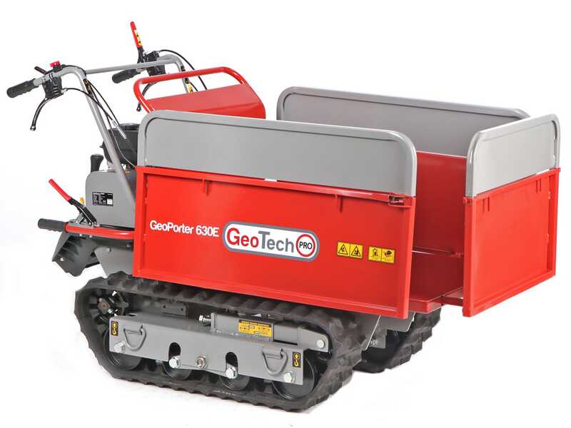 GeoTech Pro GeoPorter 630E - Brouette &agrave; moteur sur chenilles - Benne extensible 600Kg