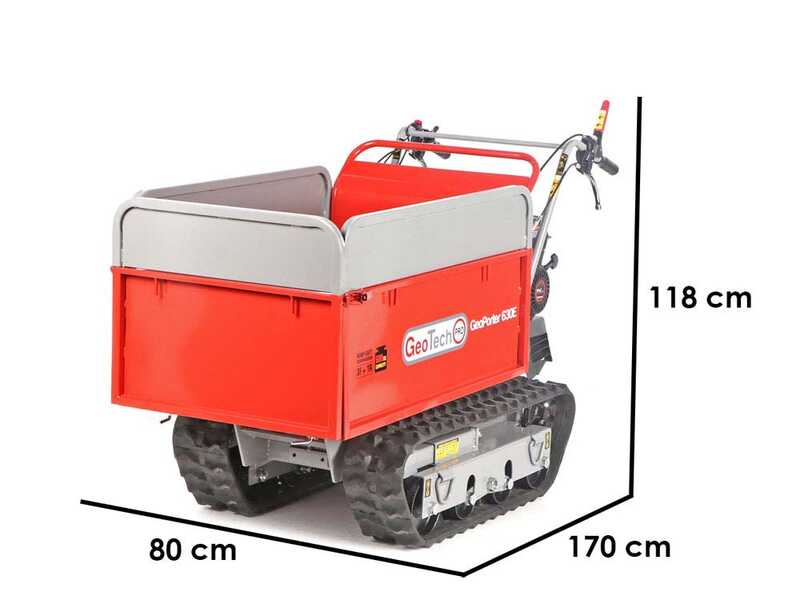 GeoTech Pro GeoPorter 630E - Brouette &agrave; moteur sur chenilles - Benne extensible 600Kg