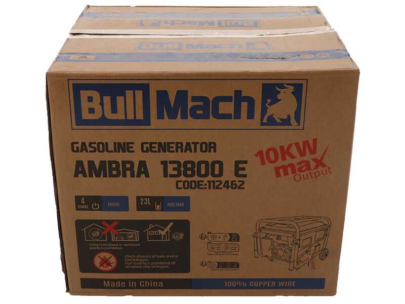 BullMach AMBRA 13800 E - Groupe &eacute;lectrog&egrave;ne sur chariot &agrave; essence avec AVR 10 Kw monophas&eacute; - Cadran ATS inclus